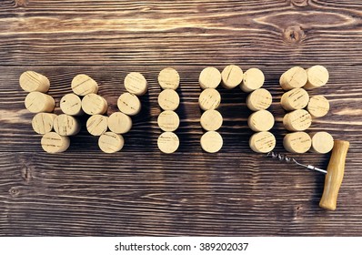 Wine corks on the table background