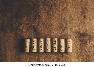 Wine Corks In A Row.  The Inscription 