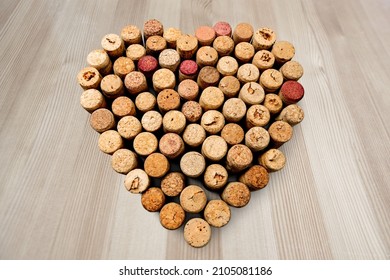 Wine Corks In A Shape Of Heart On A Desk