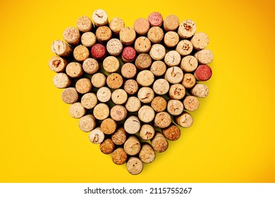 Wine Corks In A Shape Of Heart On A Desk