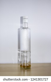 Wine Empty Bottle on the table Mock-Up. Blank Label