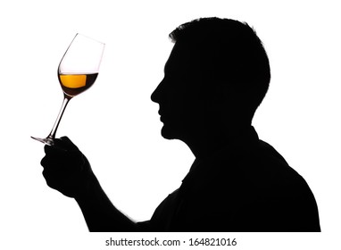 Wine expert testing wine silhouette image