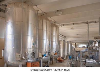 Wine Factory Fermentation Room, Industrial Machines, No People

