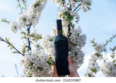 Wine In Flowers In Spring In Nature
