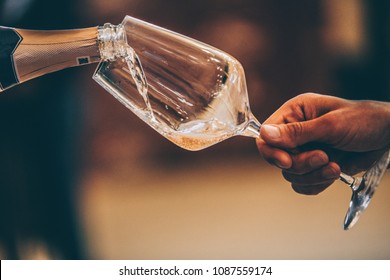 Wine Glass - Champagne - Wine Bottle - Close View - Toast And Party Tasting