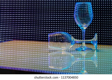 Wine glass in front of led lights. High quality and high resolution image with 300DPI.
