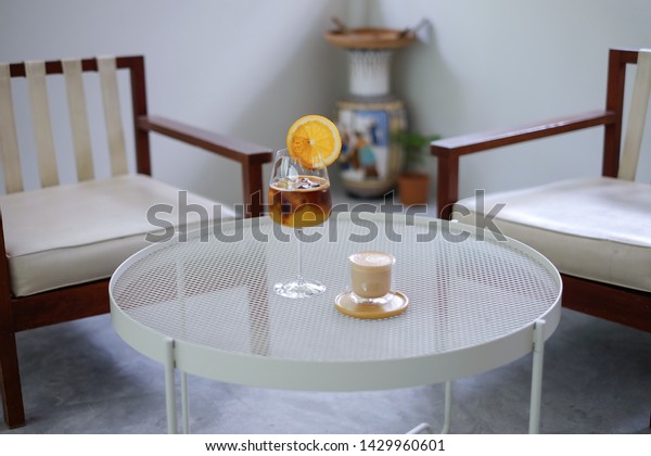 Wine Glass Iced Espresso Shot Orange Stock Photo Edit Now 1429960601