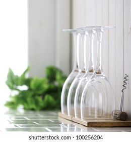 Wine Glass On Kitchen Counter