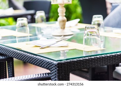 Wine Glass On Table In Restaurant