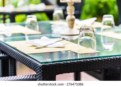 Wine Glass On Table In Restaurant