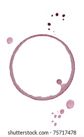 Wine Glass Ring Stain With Texture Isolated On A White Background.