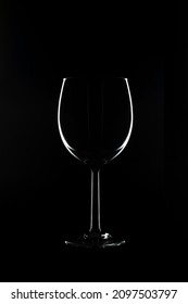 Wine Glass Silhouette On Black Background 