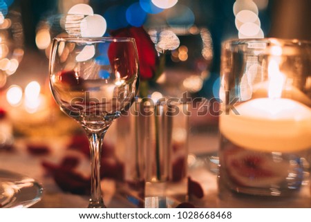 Wine Glass Table with Rose and Candle