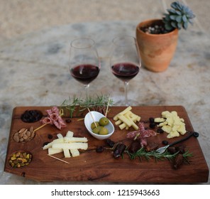 Wine Glasses Meat And Cheese Board - Texas Wine Country