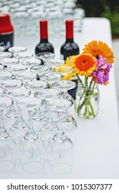 wine glasses on dining table