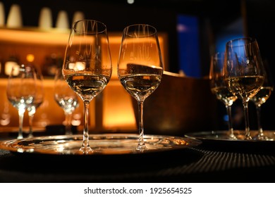 Wine glasses on the table, this is at the party