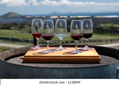 Wine Glasses Outside On Tray