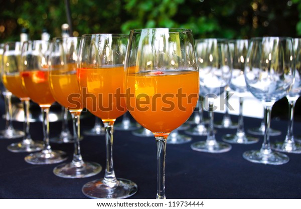 Wine Glasses Punch Ready Wedding Reception Stock Photo Edit Now