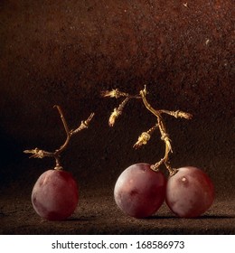 Wine Grapes Light Painting. Abstract Fruit Still Life Concept For Wine Tasting Or Harvest Vineyard