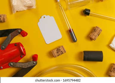 Wine Making Equipment, Over Yellow Background, Wine Kits