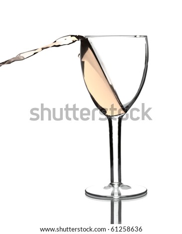wine pouring out of glass isolated on white