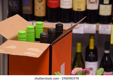 The Wine Is Put In A Box And Ready For Home Delivery
Wine Bottles In Wine Store And Ready For Home Delivery
