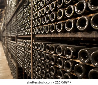 Wine Racks In An Old Wine Cellar