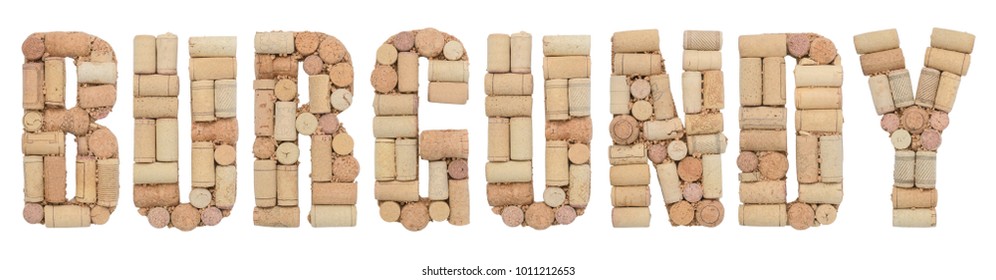 Wine Region Of France Burgundy Made From Wine Corks Isolated On White Background