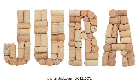 Wine Region Of France Jura Made From Wine Corks Isolated On White Background