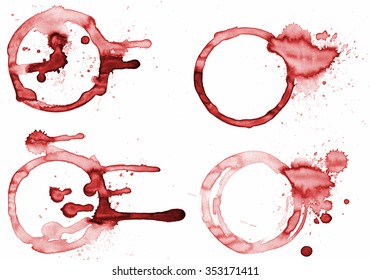 Wine ring isolated, white background. Real wine.
