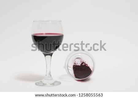 Wine sediment. Red homemade wine. Sediment wine in a glass