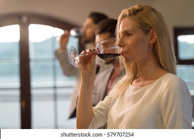 Wine Tasting Event With People Degustating Wines