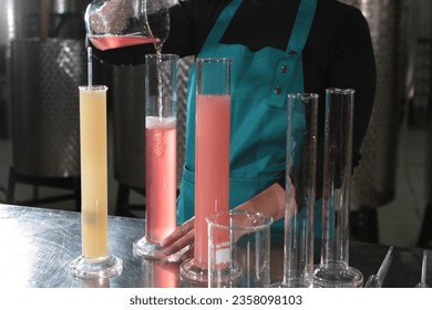 Wine wort. Measuring level of acidity and sugar content in wine wort. Fermentation of wort. Production of white wine. - Powered by Shutterstock