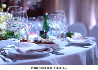 wineglass on a table in a restaurant