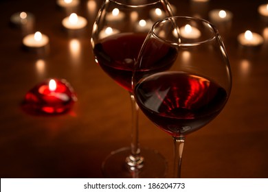 Wineglasses in candlelight