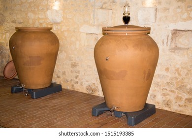 Winery In Bordeaux France With Modern Clay Amphora Potsstored Wine To Age 