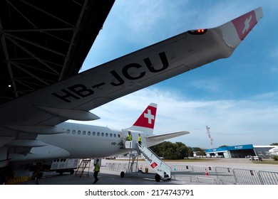 Wing Of Airbus A220 Of Swiss Airlines At Congonhas Airport, São Paulo, Brazil 2022