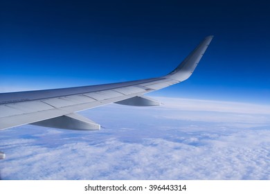 Wing Aircraft In Altitude During Flight, Boeing 737-800. 