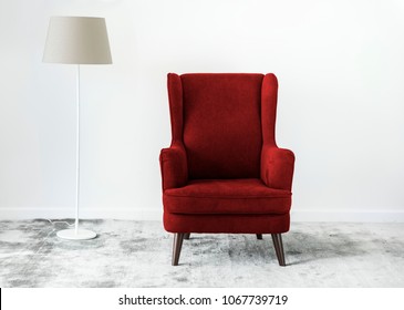 Wing Back Chair On A Carpet No People