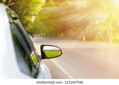 The Wing Mirror Of A Car. 