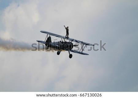  Wing Walker on an old Biplane