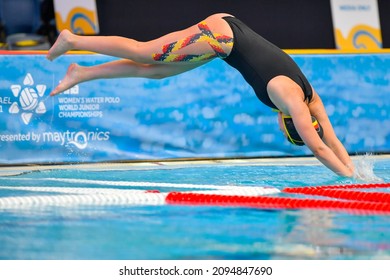 Wingate Institute, Netanya, Israel - October 12, 2021: The Match Between Germany Against Greece During The Women's Water Polo World Junior Championships 2021, Israel