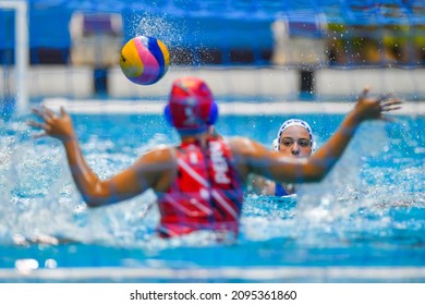 Wingate Institute, Netanya, Israel - October 12, 2021: The Match Between Israel Against Peru During The Women's Water Polo World Junior Championships 2021, Israel