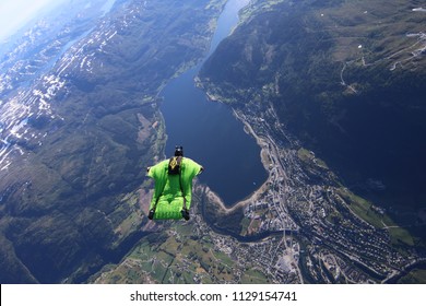 Wingsuit Flying Over Voss, Norway