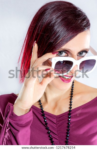 Winking Ironic Sexy Look Woman Short Stock Photo Edit Now 1217678254