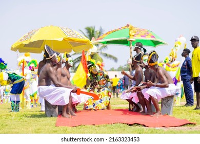 Winneba. Ghana. 06.02.2022. African Kingship Set Up During A Masquerade Festival