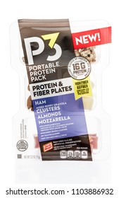 Winneconne - 1 June 2018: A Package Of P3 Portable Protein Pack With Ham, Almonds, Mixed Berry Granola Clusters And Mozzarella Cheese On An Isolated Background.