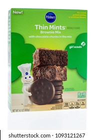 Winneconne - 13 May 2018: A Box Of Pillsbury Girl Scouts Thin Mints Brownie Mix On An Isolated Background.