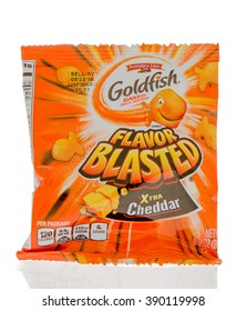 Winneconne, WI - 1 March 2016: A Bag Of Goldfish Baked Crackers In  Xtra Cheddar Flavor.