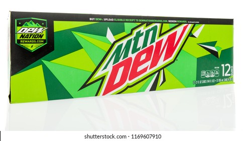 Winneconne, WI - 1 September 2018: A 12 Pack Of Mountain Dew Soda Pop On An Isolated Background